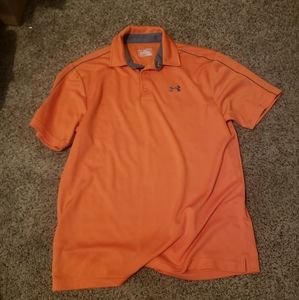 Orange Under Armour polo loose heat gear